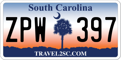 SC license plate ZPW397