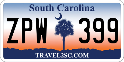 SC license plate ZPW399