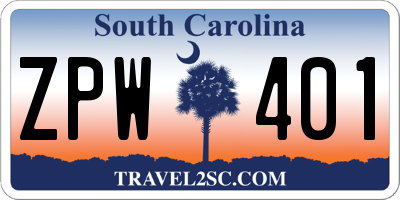 SC license plate ZPW401