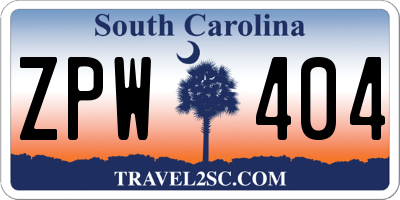 SC license plate ZPW404