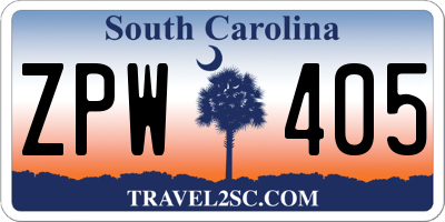 SC license plate ZPW405