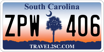 SC license plate ZPW406