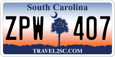 SC license plate ZPW407