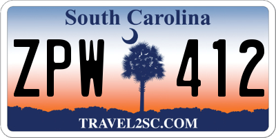 SC license plate ZPW412