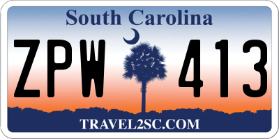 SC license plate ZPW413