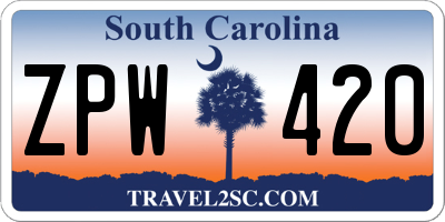 SC license plate ZPW420