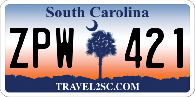 SC license plate ZPW421