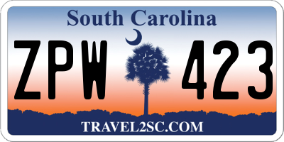 SC license plate ZPW423