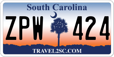 SC license plate ZPW424