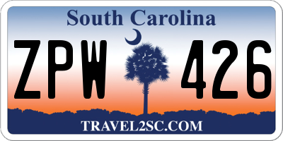 SC license plate ZPW426