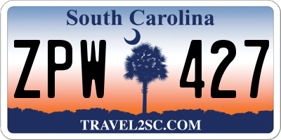 SC license plate ZPW427
