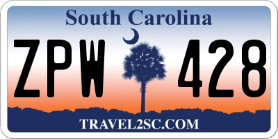 SC license plate ZPW428