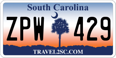 SC license plate ZPW429