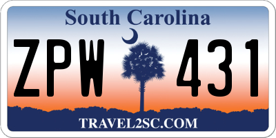 SC license plate ZPW431