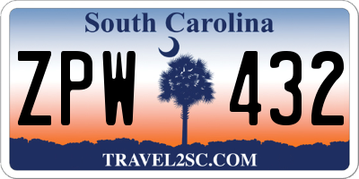 SC license plate ZPW432