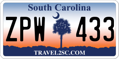 SC license plate ZPW433