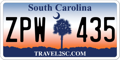 SC license plate ZPW435