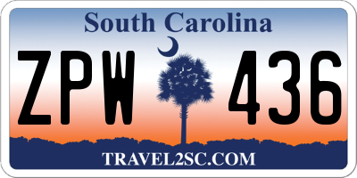 SC license plate ZPW436