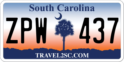SC license plate ZPW437