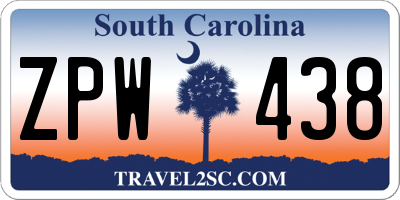 SC license plate ZPW438