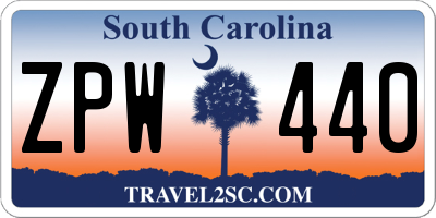 SC license plate ZPW440