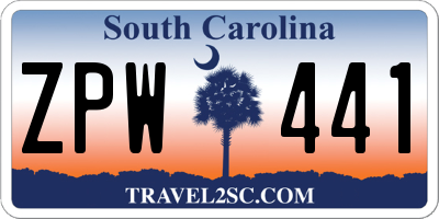 SC license plate ZPW441