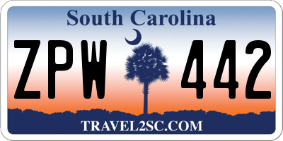 SC license plate ZPW442