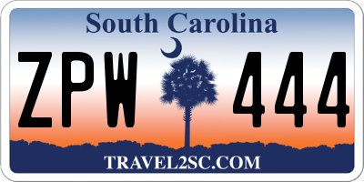 SC license plate ZPW444