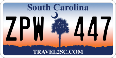 SC license plate ZPW447