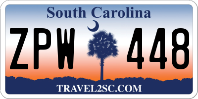 SC license plate ZPW448
