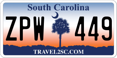SC license plate ZPW449