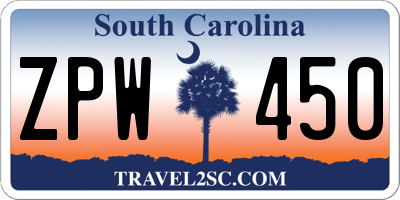 SC license plate ZPW450