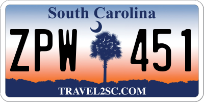 SC license plate ZPW451