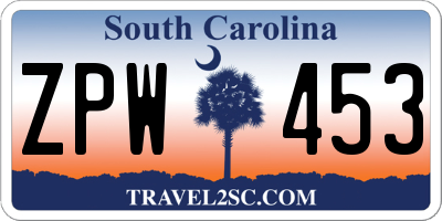 SC license plate ZPW453
