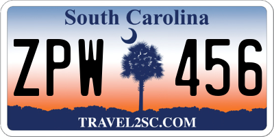 SC license plate ZPW456