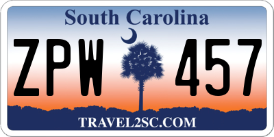 SC license plate ZPW457