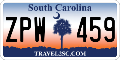 SC license plate ZPW459