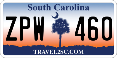 SC license plate ZPW460
