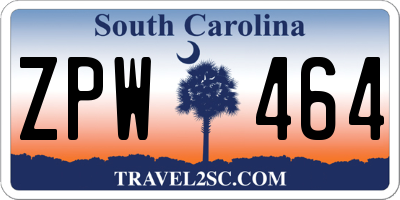 SC license plate ZPW464