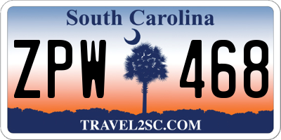 SC license plate ZPW468