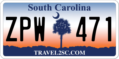 SC license plate ZPW471
