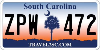 SC license plate ZPW472