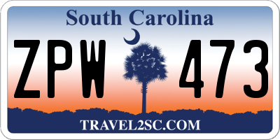 SC license plate ZPW473