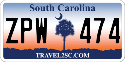 SC license plate ZPW474