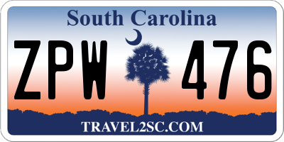 SC license plate ZPW476