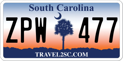 SC license plate ZPW477