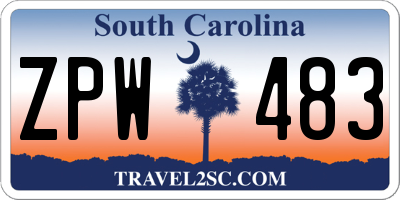 SC license plate ZPW483