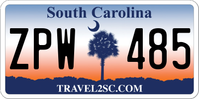 SC license plate ZPW485