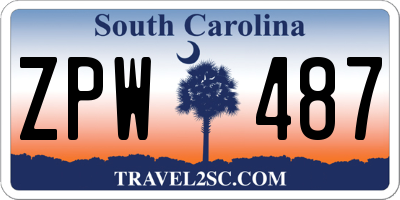 SC license plate ZPW487