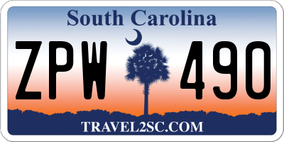 SC license plate ZPW490